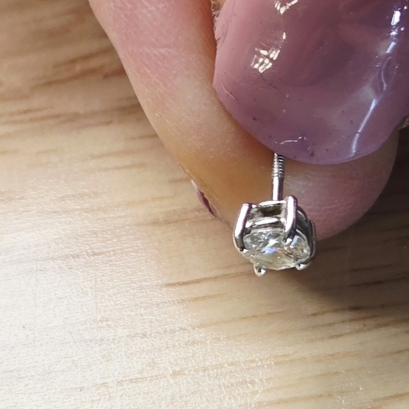 Diamond Stud Earrings  Round Natural  14KT Gold 4 Prongs Minimalist - Picture 8 of 11